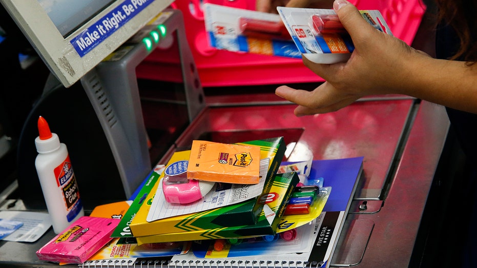 A checkout at Walmart, back-to-school