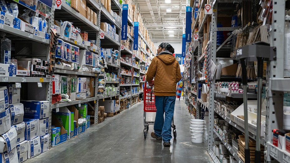 Consumers shop at a home improvement store